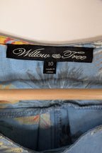 Willow Tree Blue Tropical Print Cotton Shirt Size 10