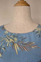 Willow Tree Blue Tropical Print Cotton Shirt Size 10