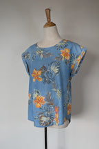 Willow Tree Blue Tropical Print Cotton Shirt Size 10