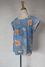 Willow Tree Blue Tropical Print Cotton Shirt Size 10