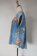 Willow Tree Blue Tropical Print Cotton Shirt Size 10