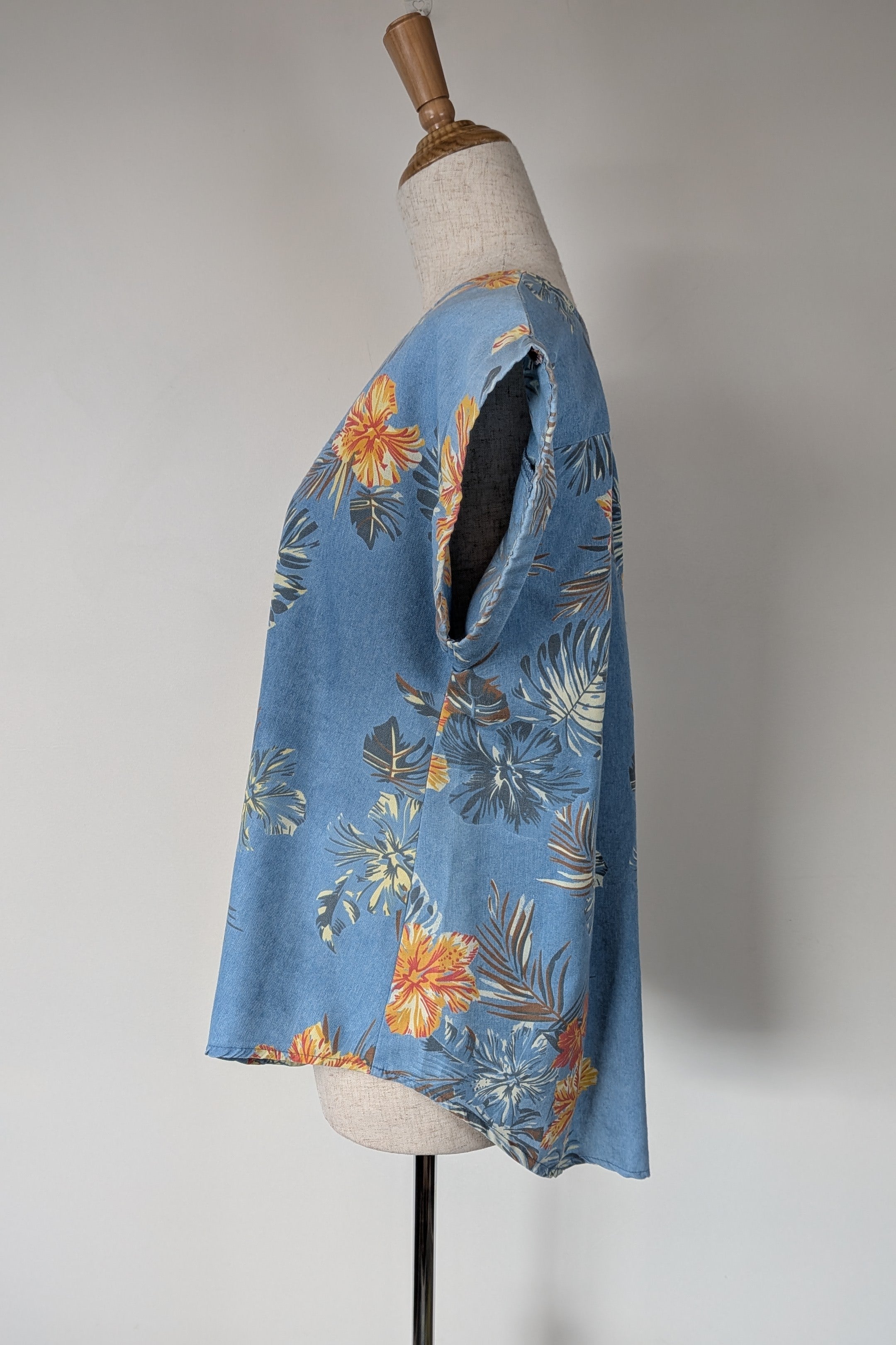 Willow Tree Blue Tropical Print Cotton Shirt Size 10