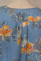 Willow Tree Blue Tropical Print Cotton Shirt Size 10