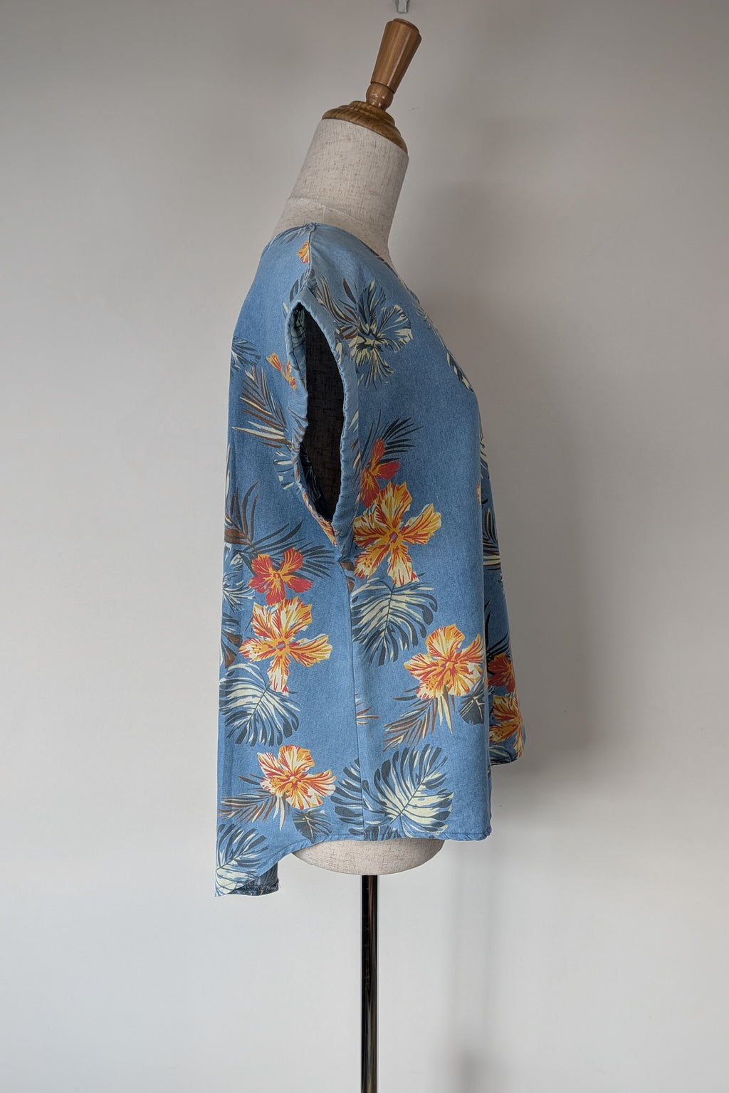 Willow Tree Blue Tropical Print Cotton Shirt Size 10