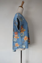 Willow Tree Blue Tropical Print Cotton Shirt Size 10