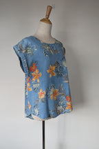 Willow Tree Blue Tropical Print Cotton Shirt Size 10