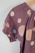 lj junior Plum Polka Dot Puff Sleeve Cotton Top Size 10 (Made in Tasmania)