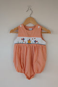 Smocked Giraffe Orange Checked Under The Sea Bubble Romper Size 2