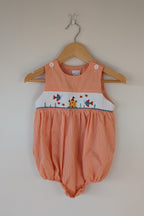 Smocked Giraffe Orange Checked Under The Sea Bubble Romper Size 2