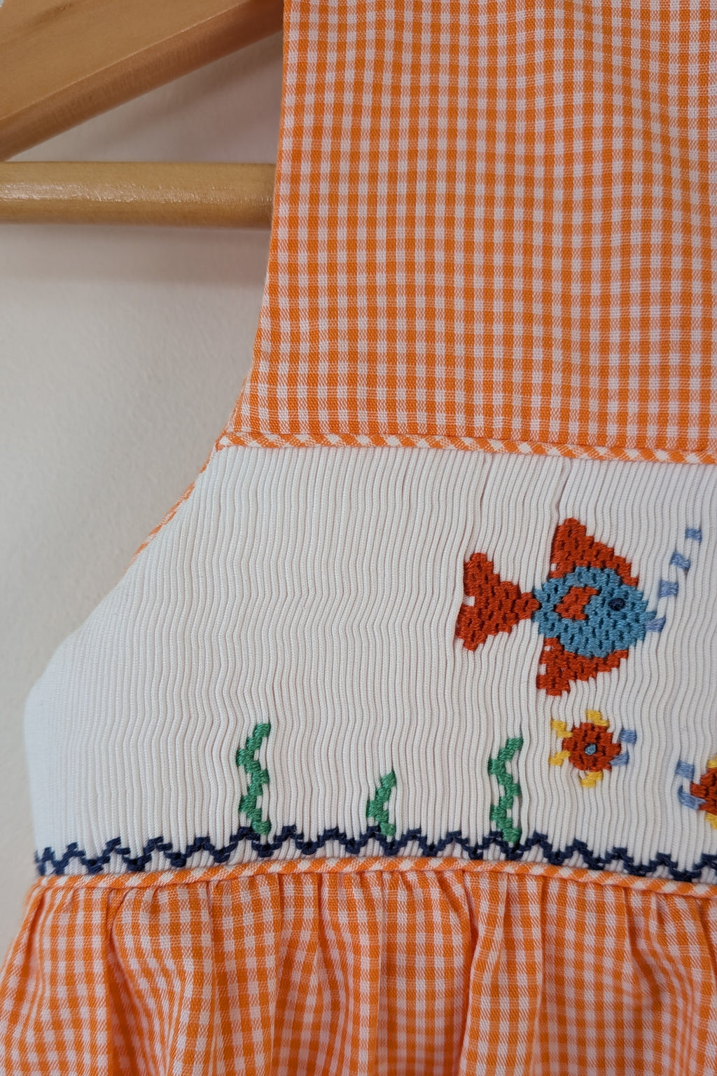 Smocked Giraffe Orange Checked Under The Sea Bubble Romper Size 2