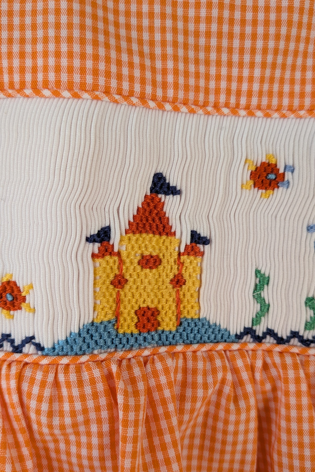 Smocked Giraffe Orange Checked Under The Sea Bubble Romper Size 2