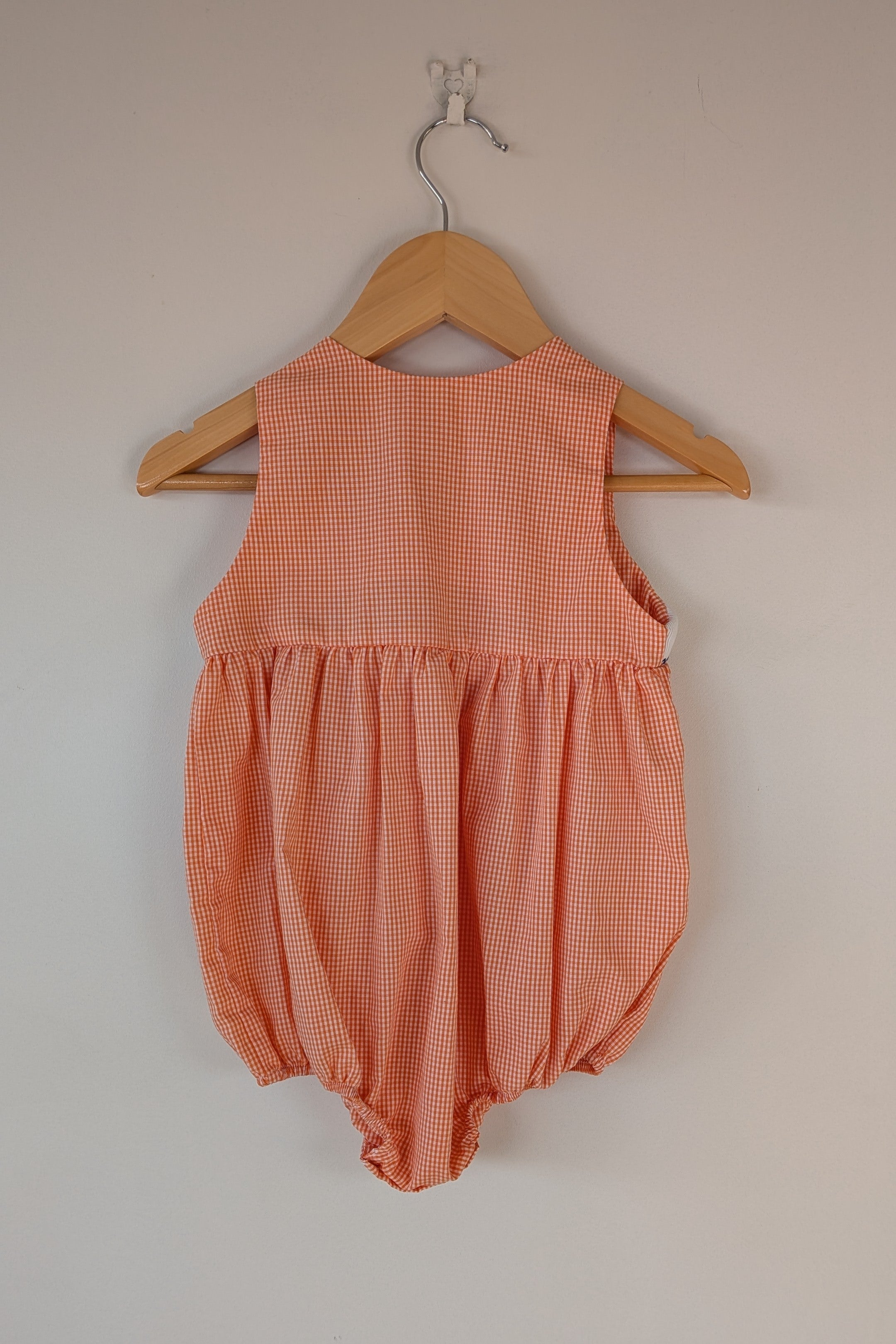 Smocked Giraffe Orange Checked Under The Sea Bubble Romper Size 2