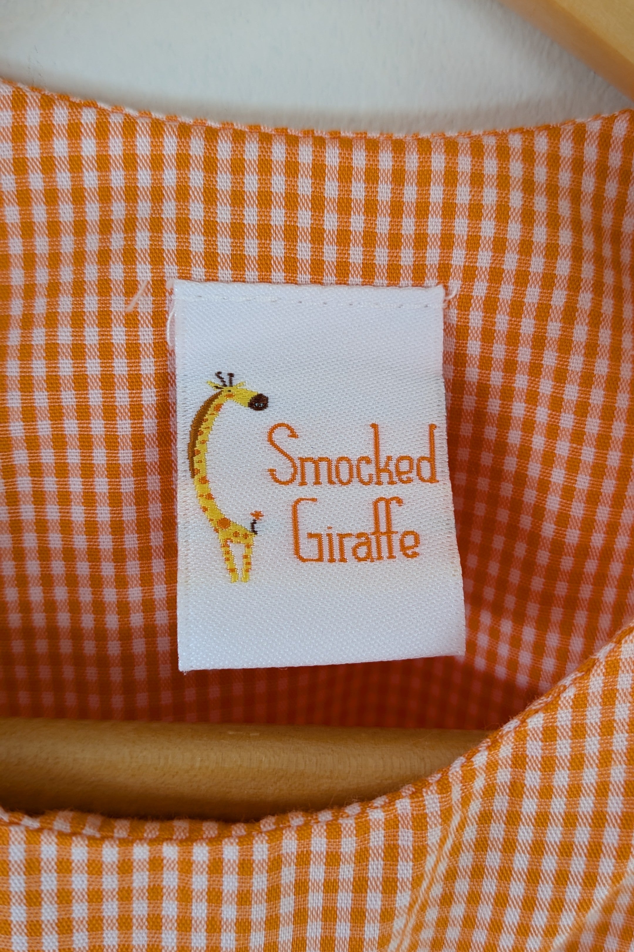 Smocked Giraffe Orange Checked Under The Sea Bubble Romper Size 2