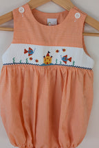 Smocked Giraffe Orange Checked Under The Sea Bubble Romper Size 2