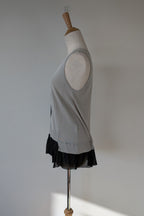 Cue Argyle Knit Sleeveless Top with Ruffle Peplum Hem Size M