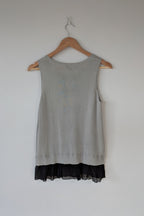 Cue Argyle Knit Sleeveless Top with Ruffle Peplum Hem Size M