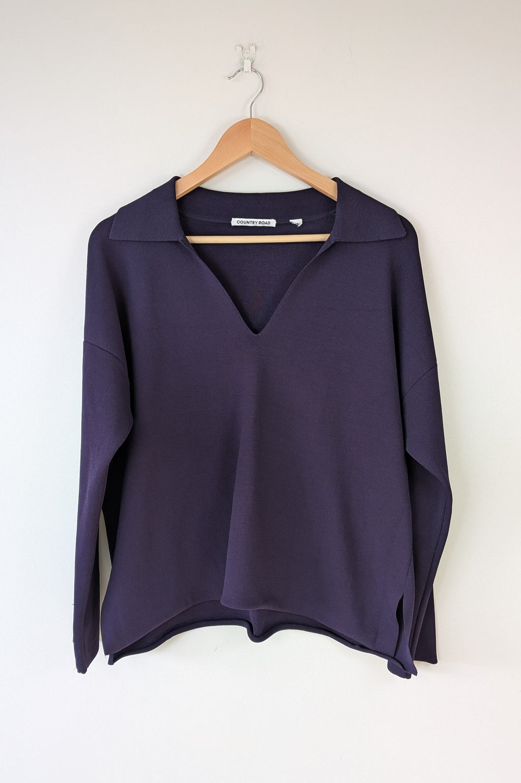 Country Road Compact Knit Polo in Eggplant Size L