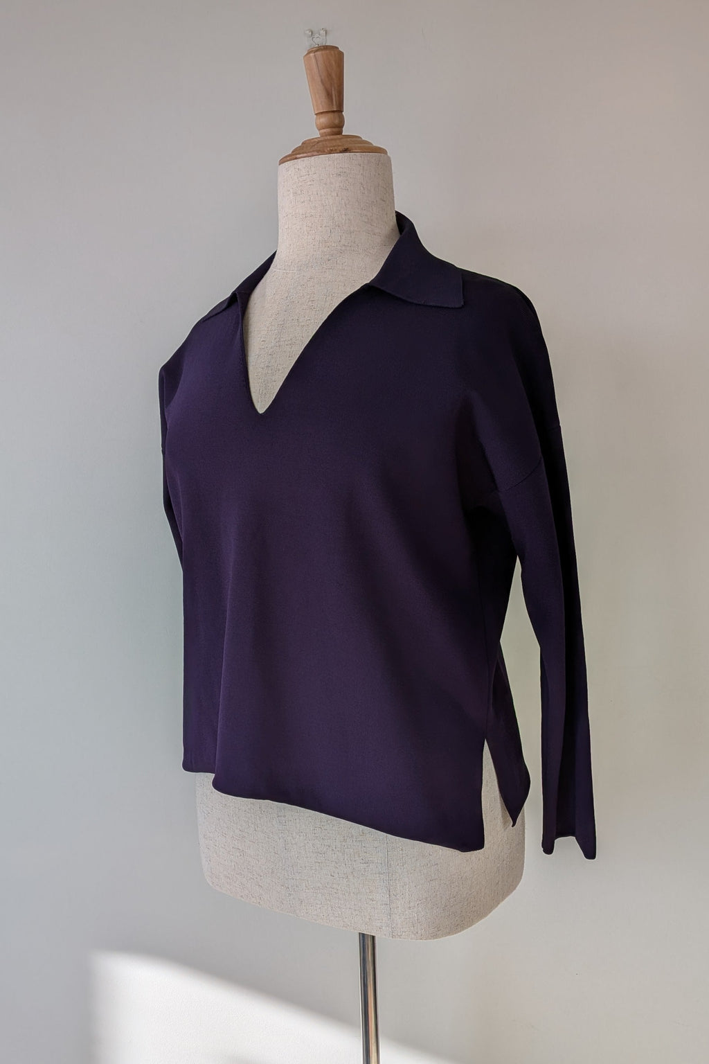 Country Road Compact Knit Polo in Eggplant Size L
