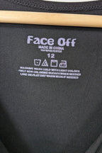 Vintage Y2K Face Off Black Ruched Midi Dress Size 12 BNWT