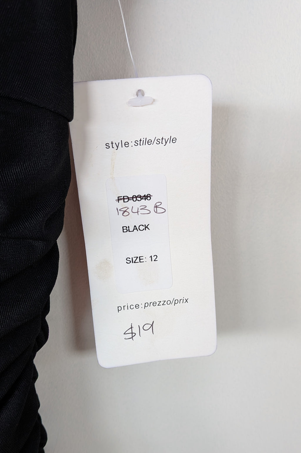 Vintage Y2K Face Off Black Ruched Midi Dress Size 12 BNWT
