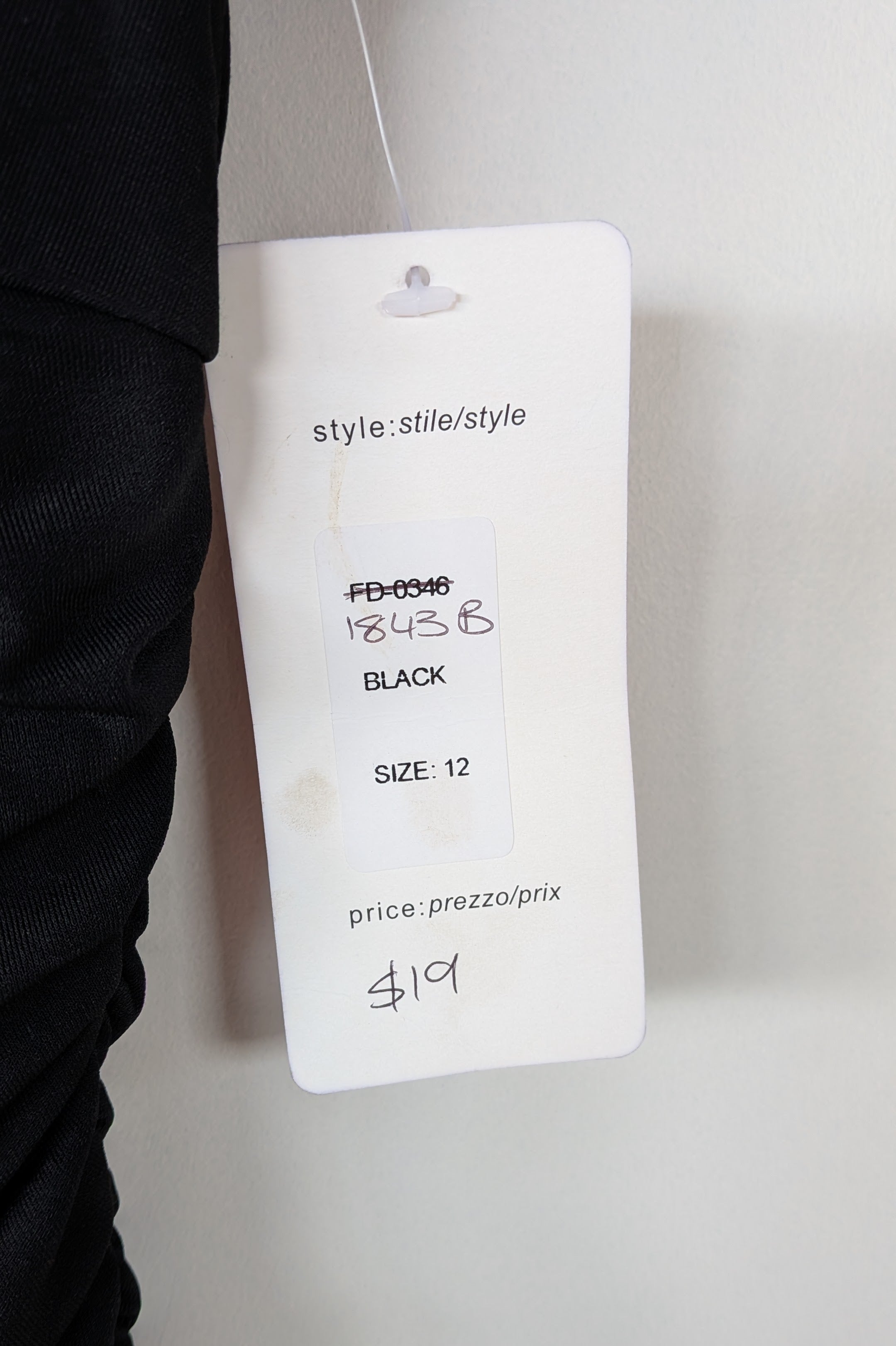 Vintage Y2K Face Off Black Ruched Midi Dress Size 12 BNWT