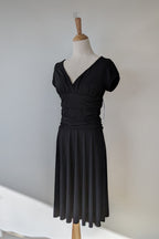 Vintage Y2K Face Off Black Ruched Midi Dress Size 12 BNWT