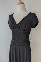 Vintage Y2K Face Off Black Ruched Midi Dress Size 12 BNWT