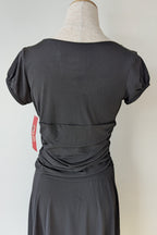 Vintage Y2K Face Off Black Ruched Midi Dress Size 12 BNWT