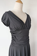 Vintage Y2K Face Off Black Ruched Midi Dress Size 12 BNWT