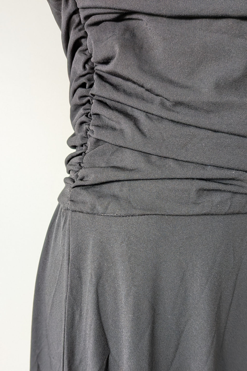 Vintage Y2K Face Off Black Ruched Midi Dress Size 12 BNWT