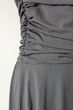 Vintage Y2K Face Off Black Ruched Midi Dress Size 12 BNWT