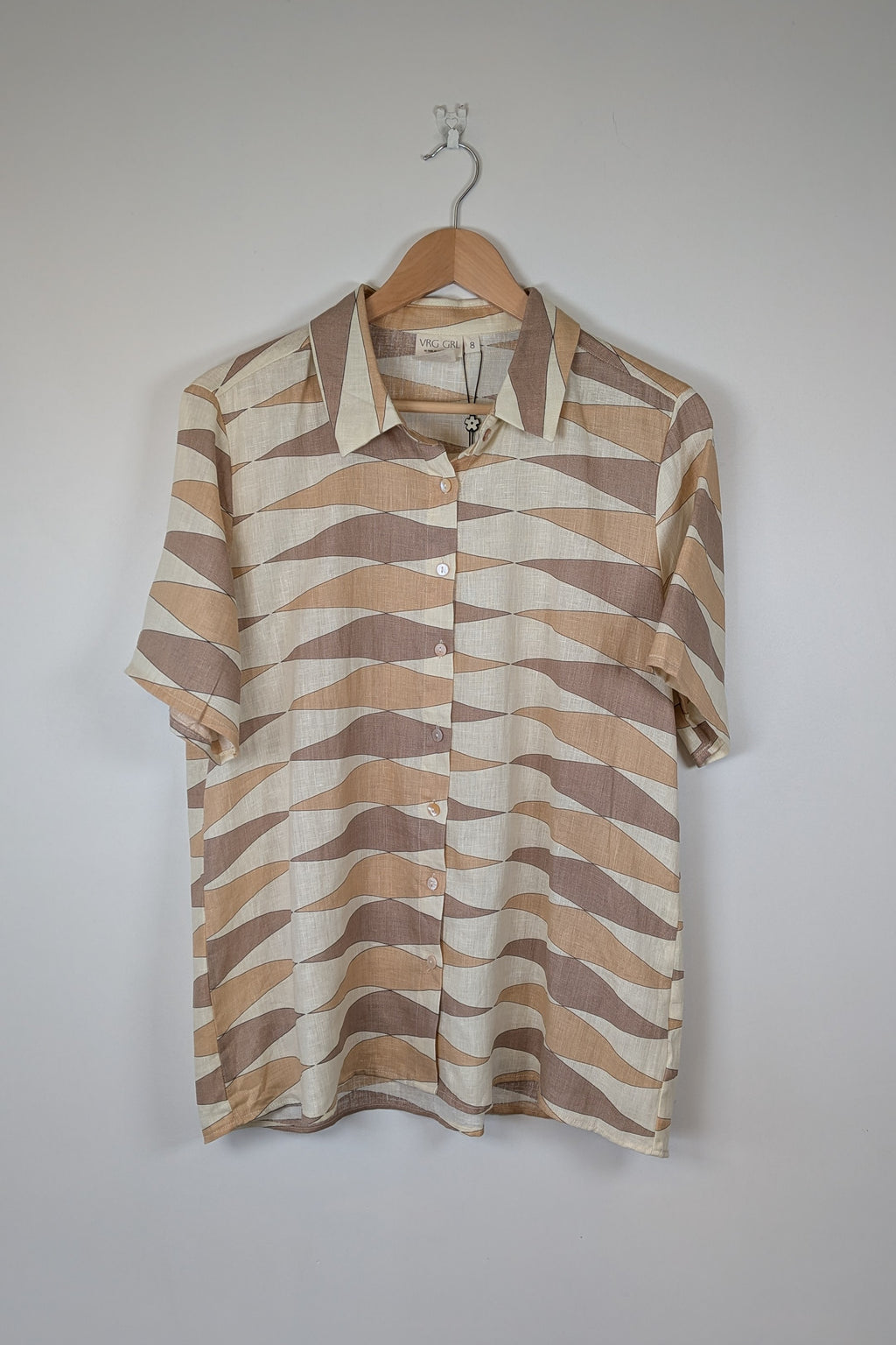 VRG GRL Heat Wave Linen Button Up Shirt Size 8 BNWT
