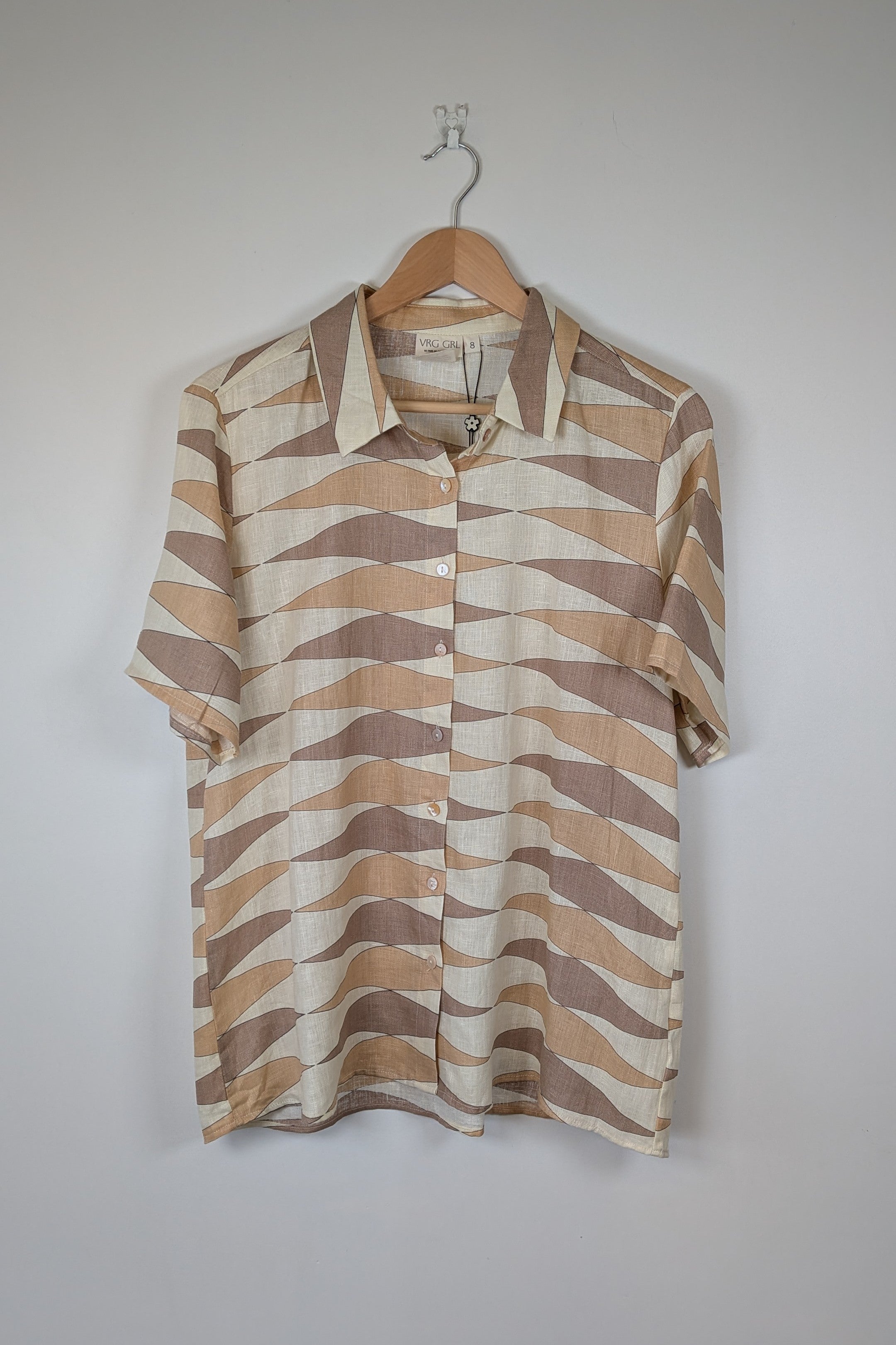 VRG GRL Heat Wave 100% Linen Button Up Shirt Size 8 Brand New With Tags