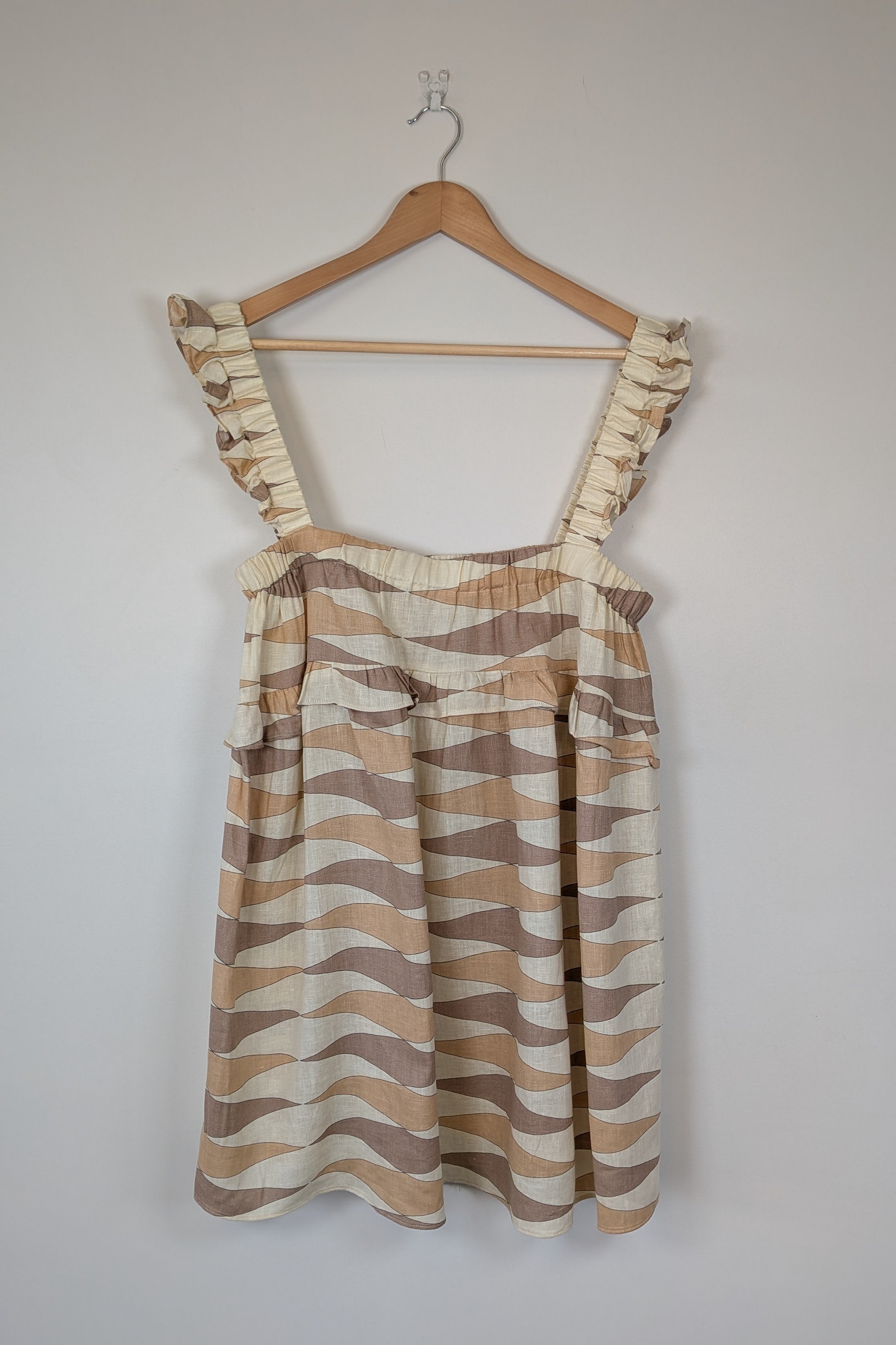 VRG GRL Malia Linen Smock Mini Dress Size 12 BNWT RRP $180