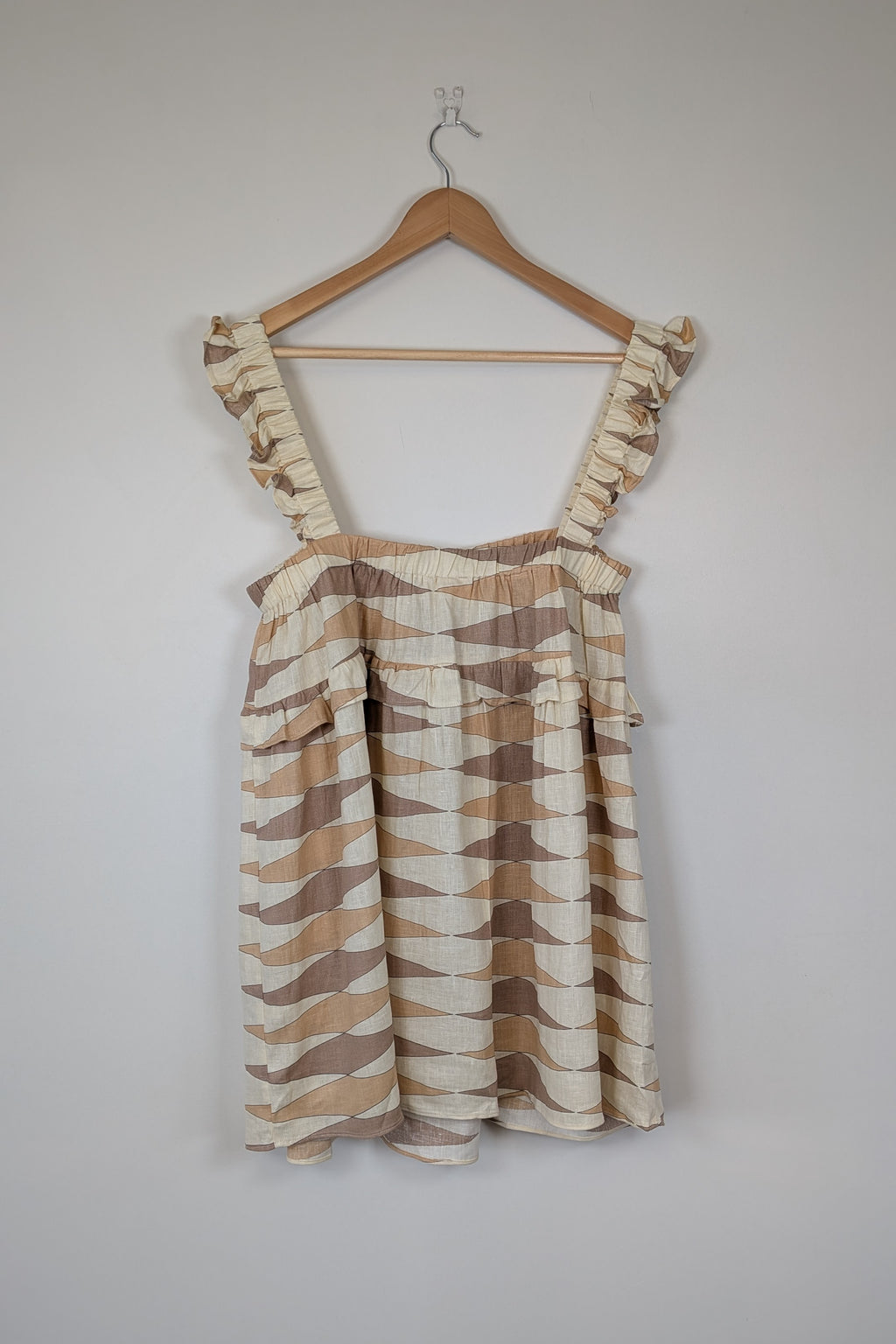 VRG GRL Malia Linen Smock Mini Dress Size 12 BNWT RRP $180