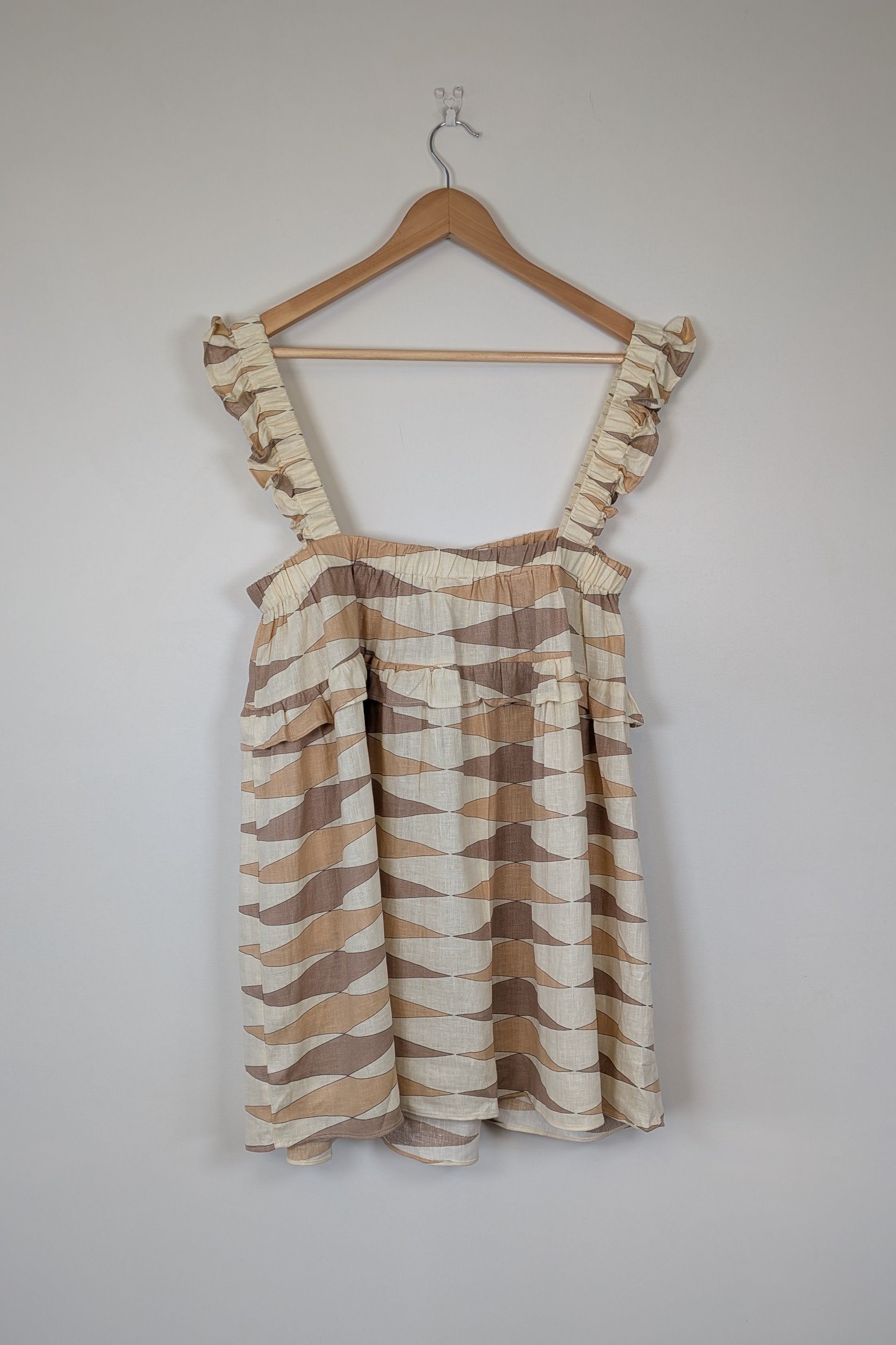 VRG GRL Malia Linen Smock Mini Dress Size 12 BNWT RRP $180