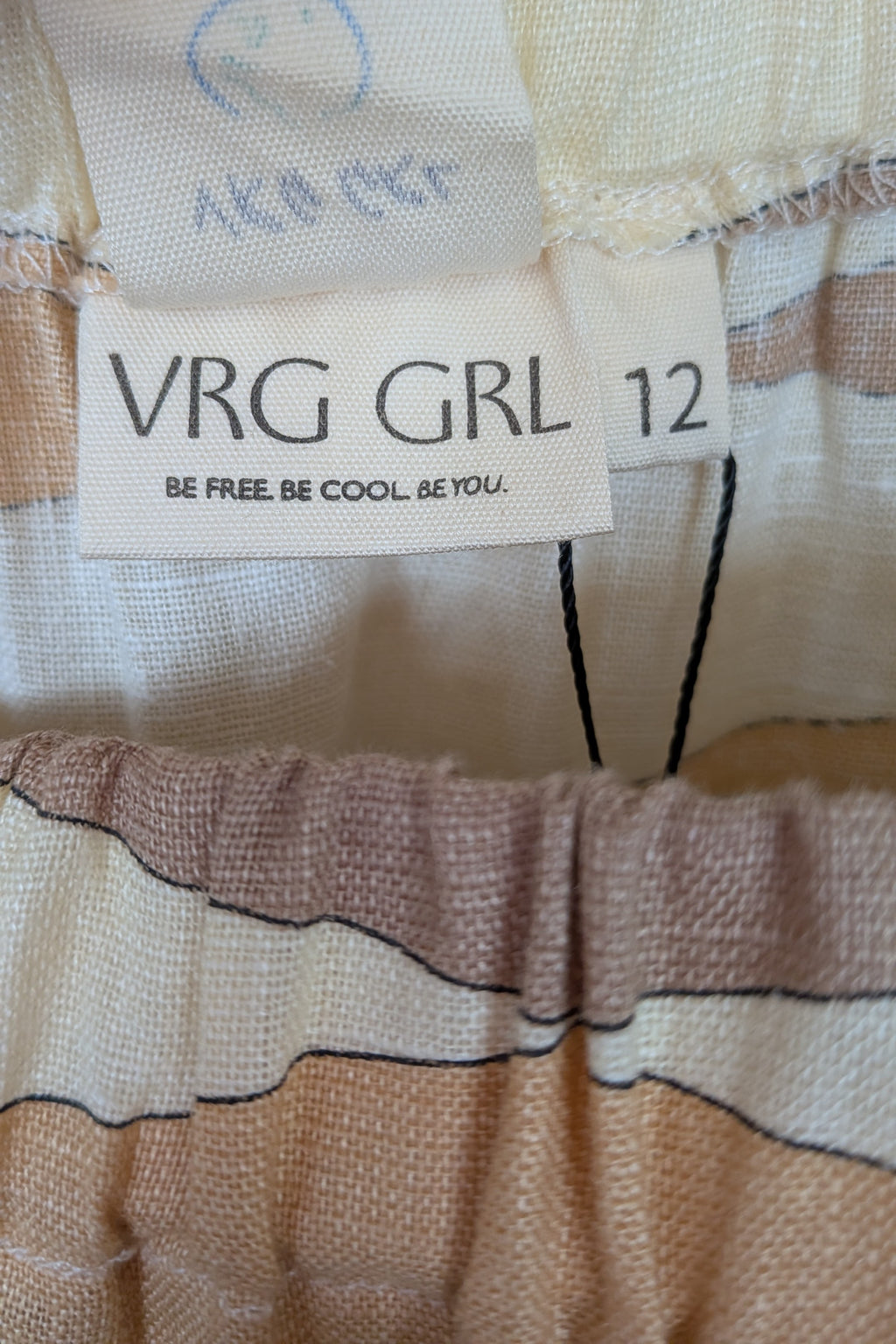 VRG GRL Malia Linen Smock Mini Dress Size 12 BNWT RRP $180