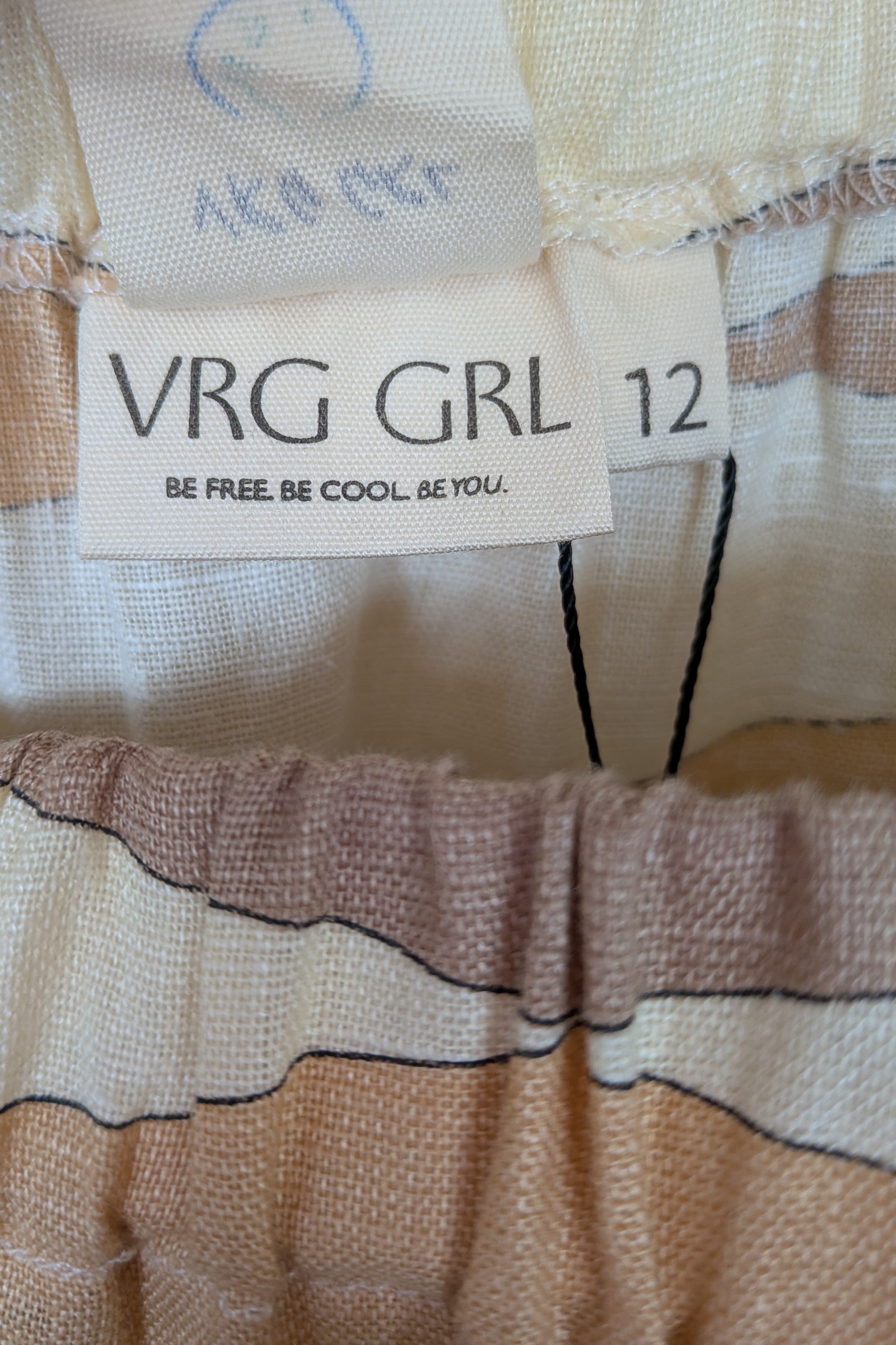 VRG GRL Malia Linen Smock Mini Dress Size 12 BNWT RRP $180