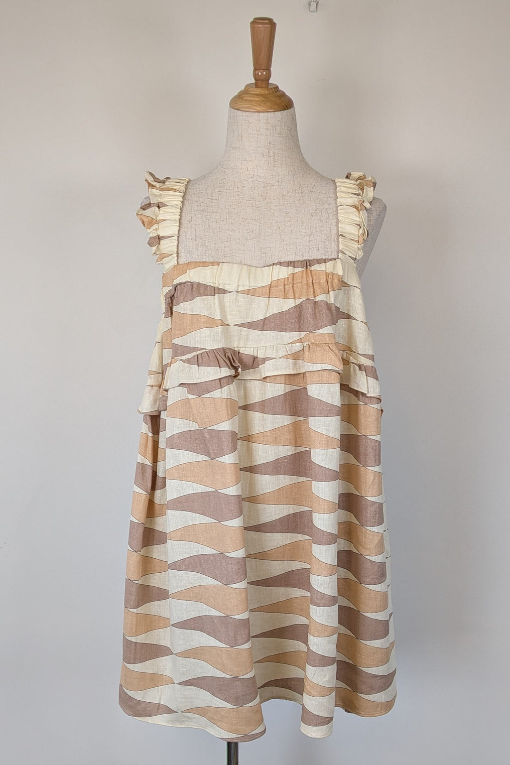 VRG GRL Malia Linen Smock Mini Dress Size 12 BNWT RRP $180