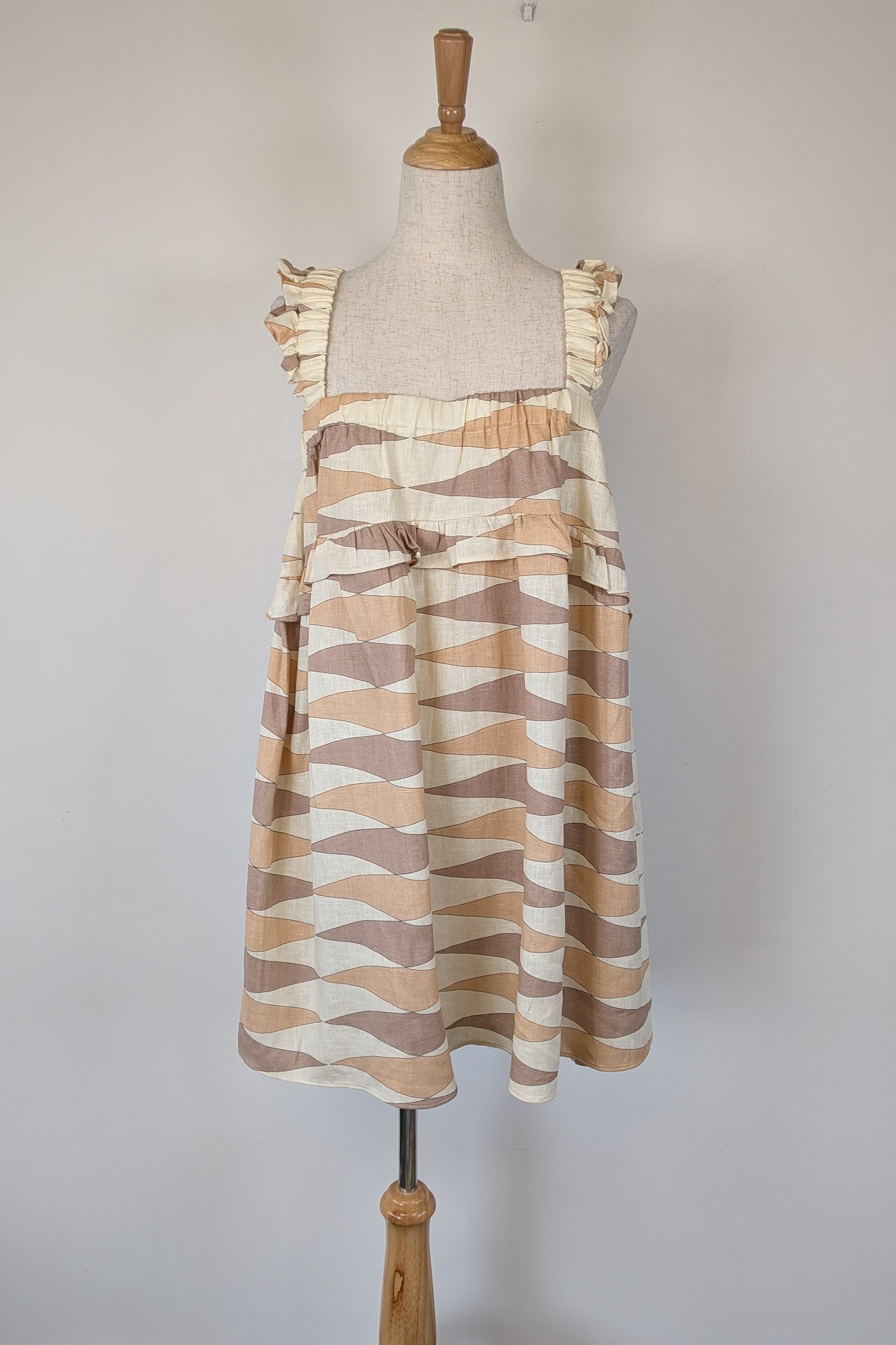 VRG GRL Malia Linen Smock Mini Dress Size 12 Brand New With Tags