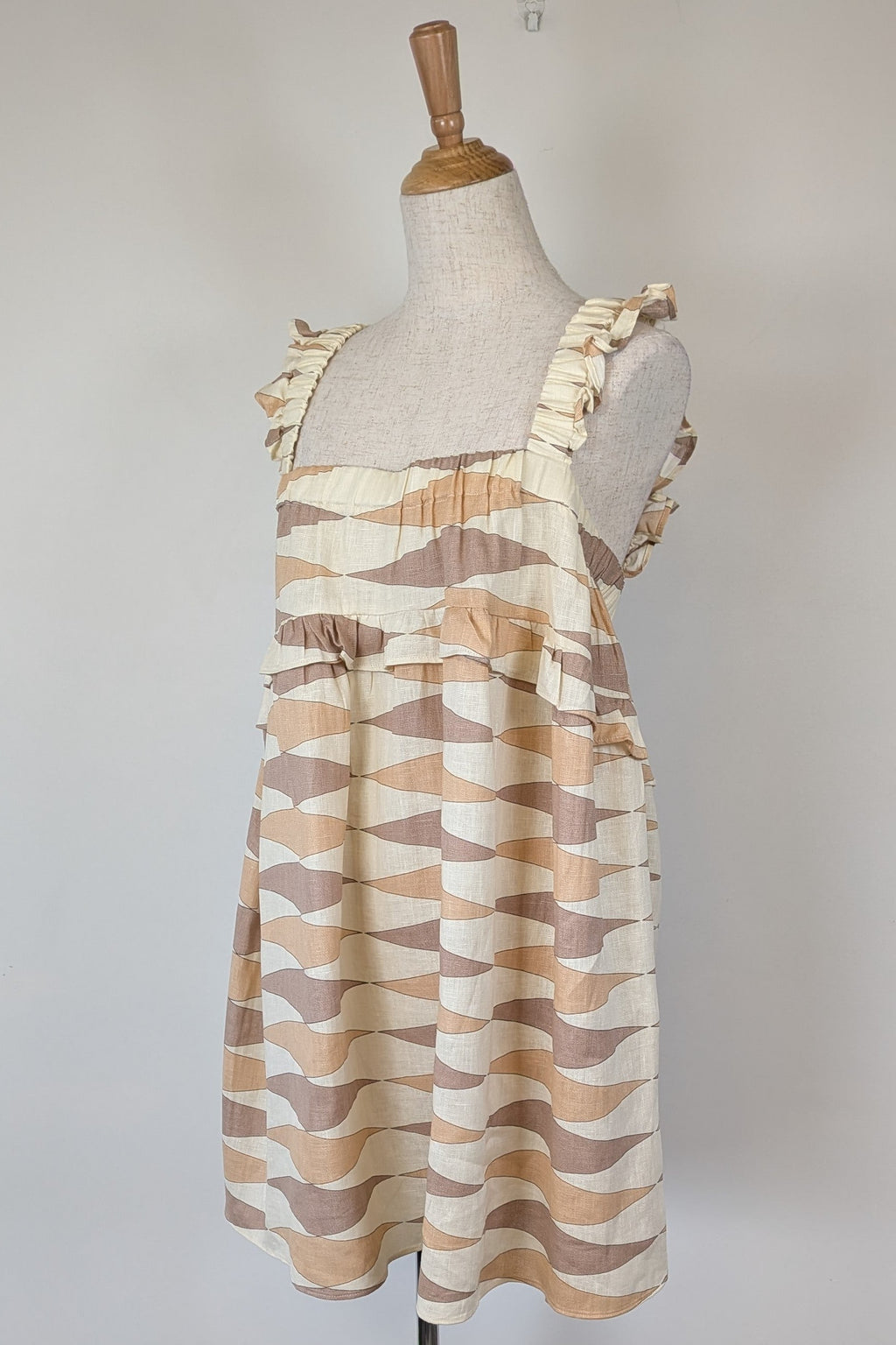 VRG GRL Malia Linen Smock Mini Dress Size 12 BNWT RRP $180