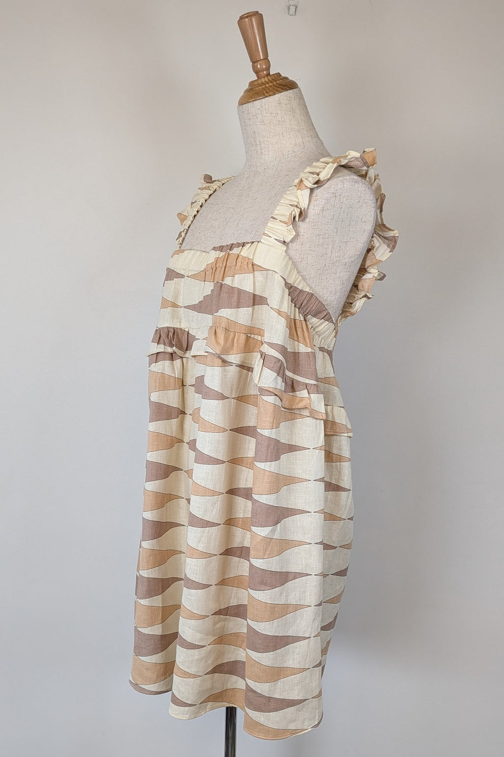 VRG GRL Malia Linen Smock Mini Dress Size 12 BNWT RRP $180