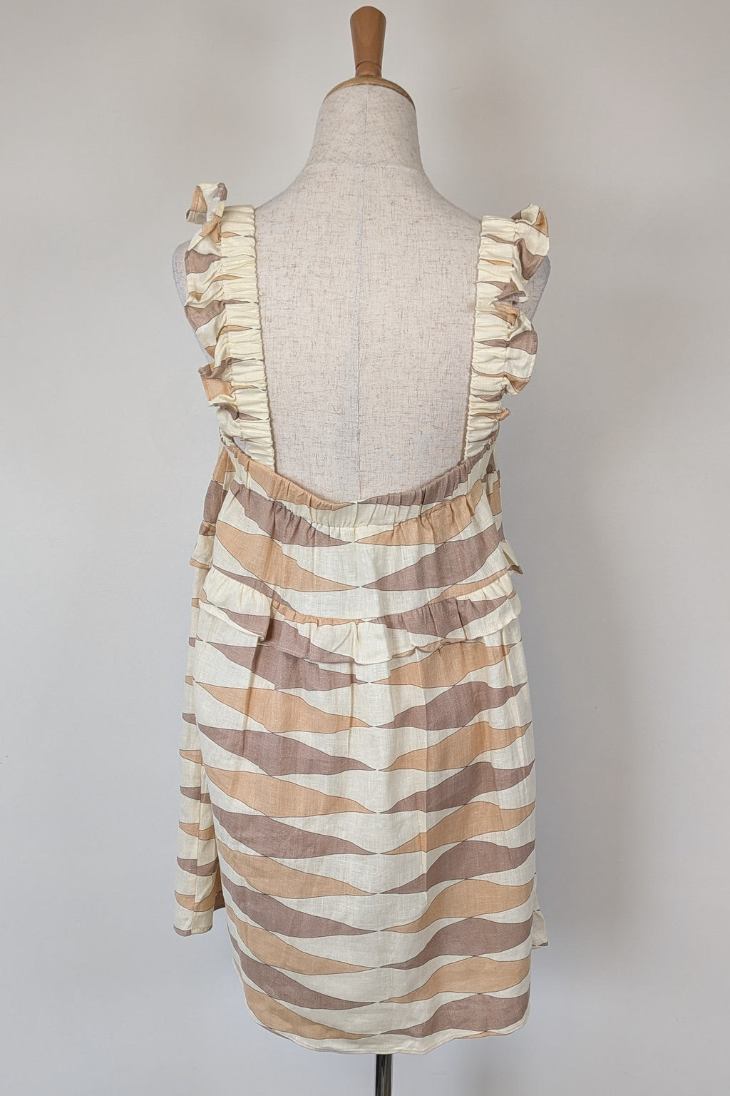 VRG GRL Malia Linen Smock Mini Dress Size 12 BNWT RRP $180