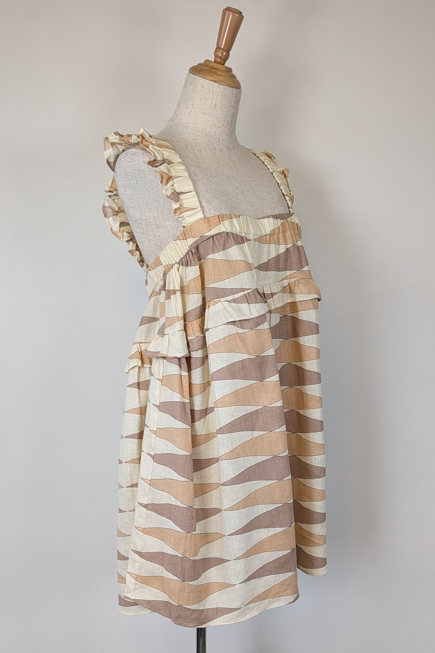 VRG GRL Malia Linen Smock Mini Dress Size 12 BNWT RRP $180