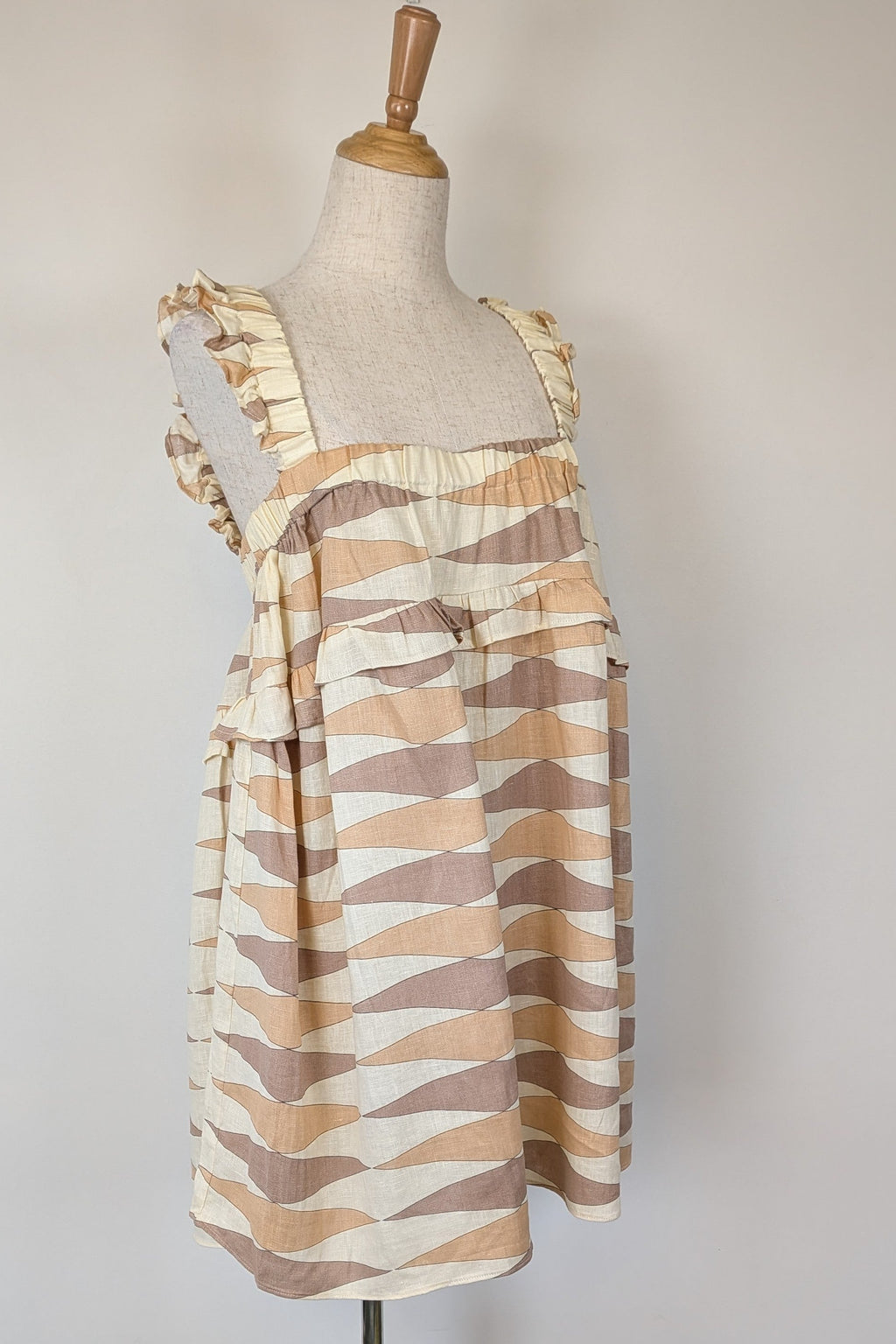 VRG GRL Malia Linen Smock Mini Dress Size 12 BNWT RRP $180