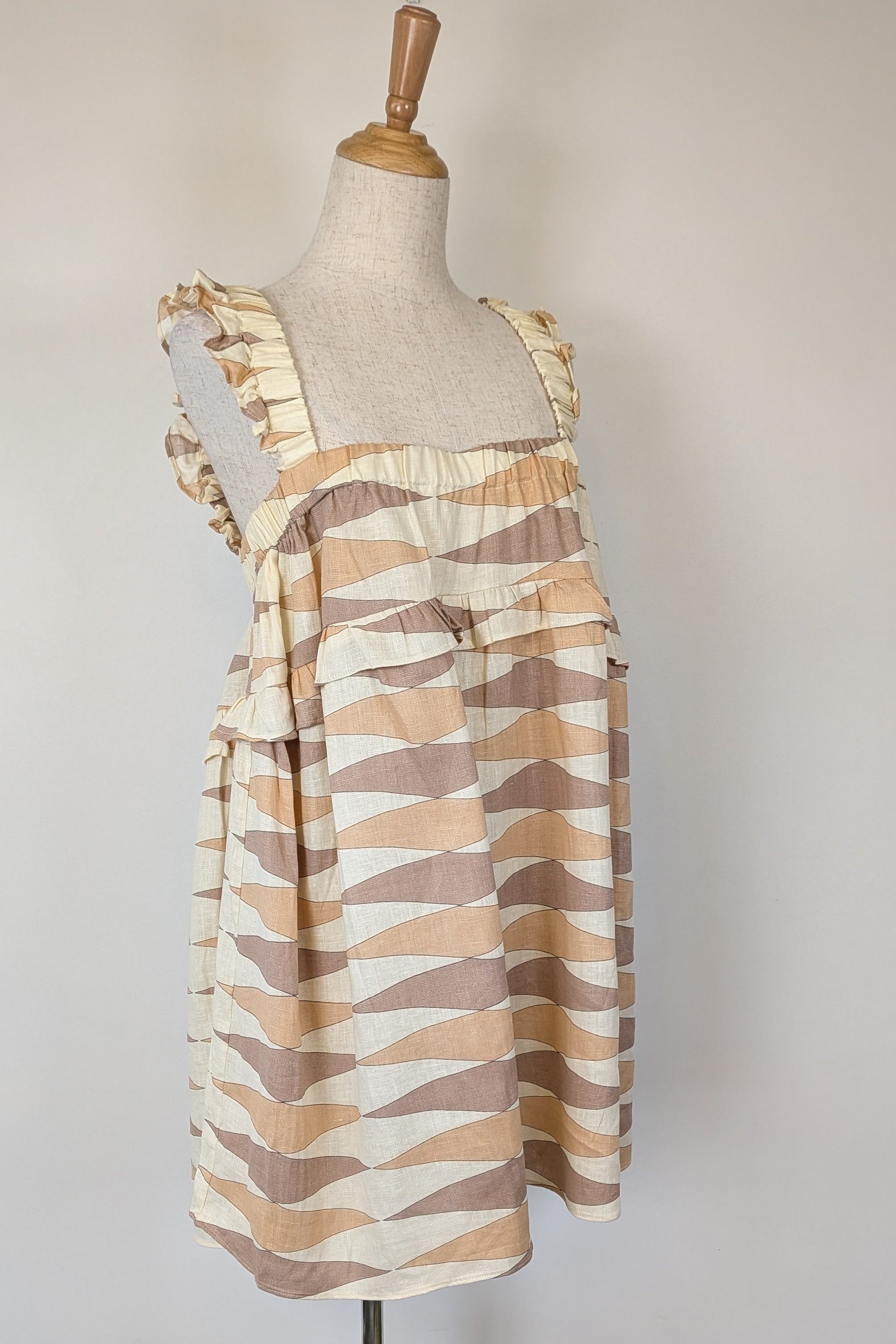 VRG GRL Malia Linen Smock Mini Dress Size 12 BNWT RRP $180
