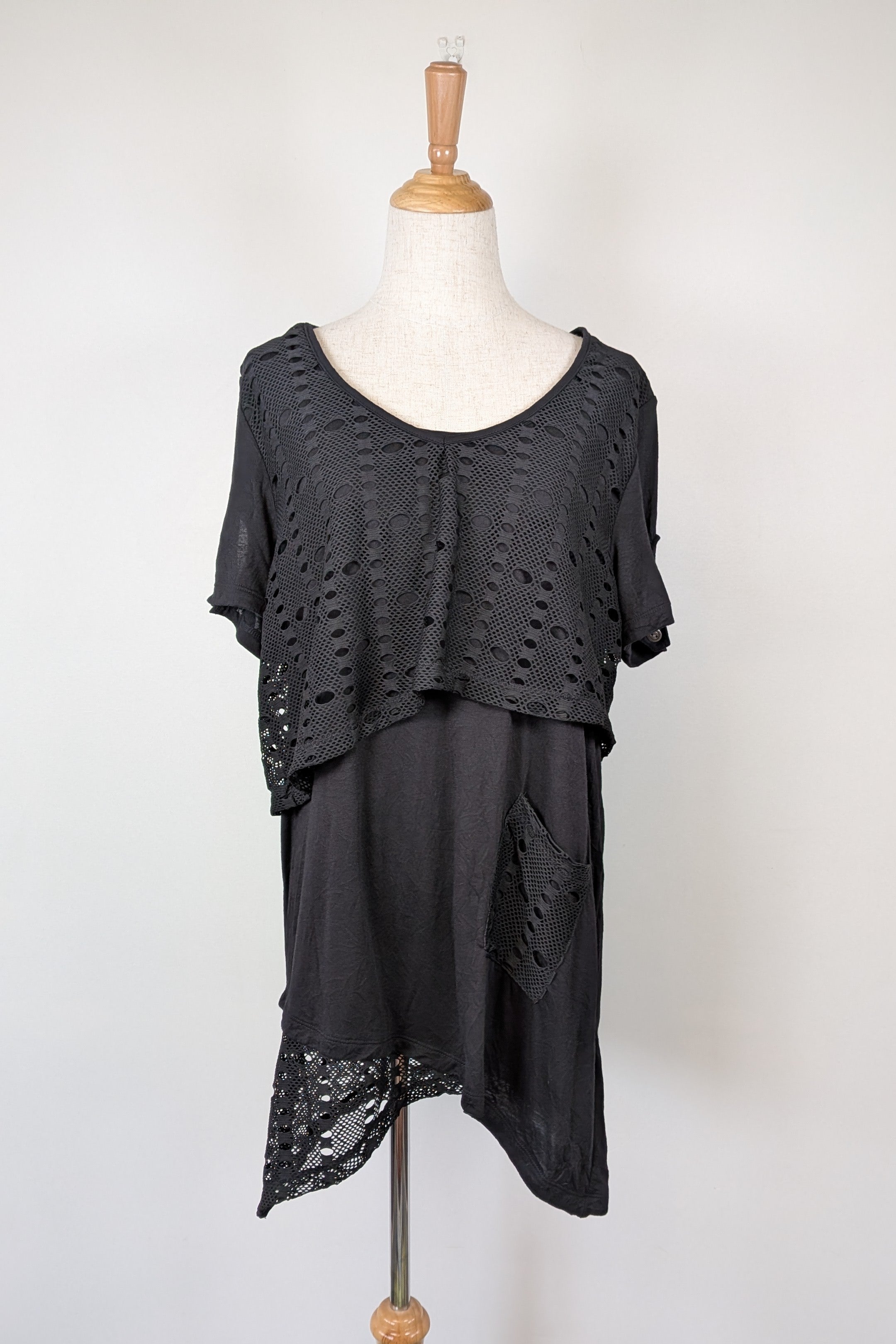 TS Black Wicker Asymmetrical Tunic Size XS Brand New With Tags RRP $109.95