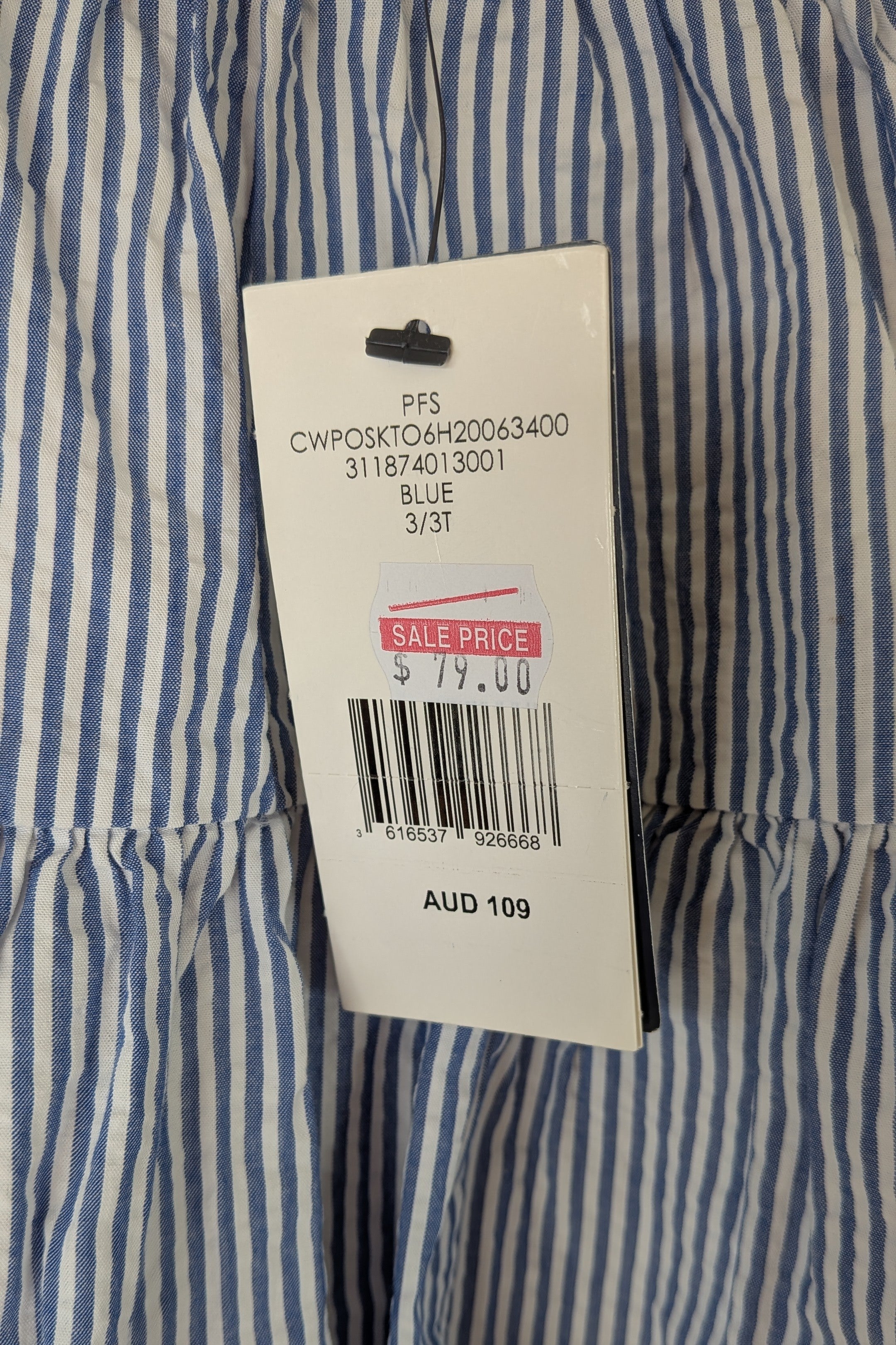 Polo Ralph Lauren Blue White Stripe Tiered Skirt Size 3 BNWT RRP $109