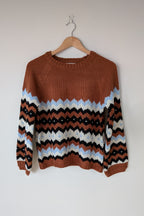 New U Collection Zig Zag Chunky Knit Wool Blend Jumper Size M/L BNWT RRP $69.95