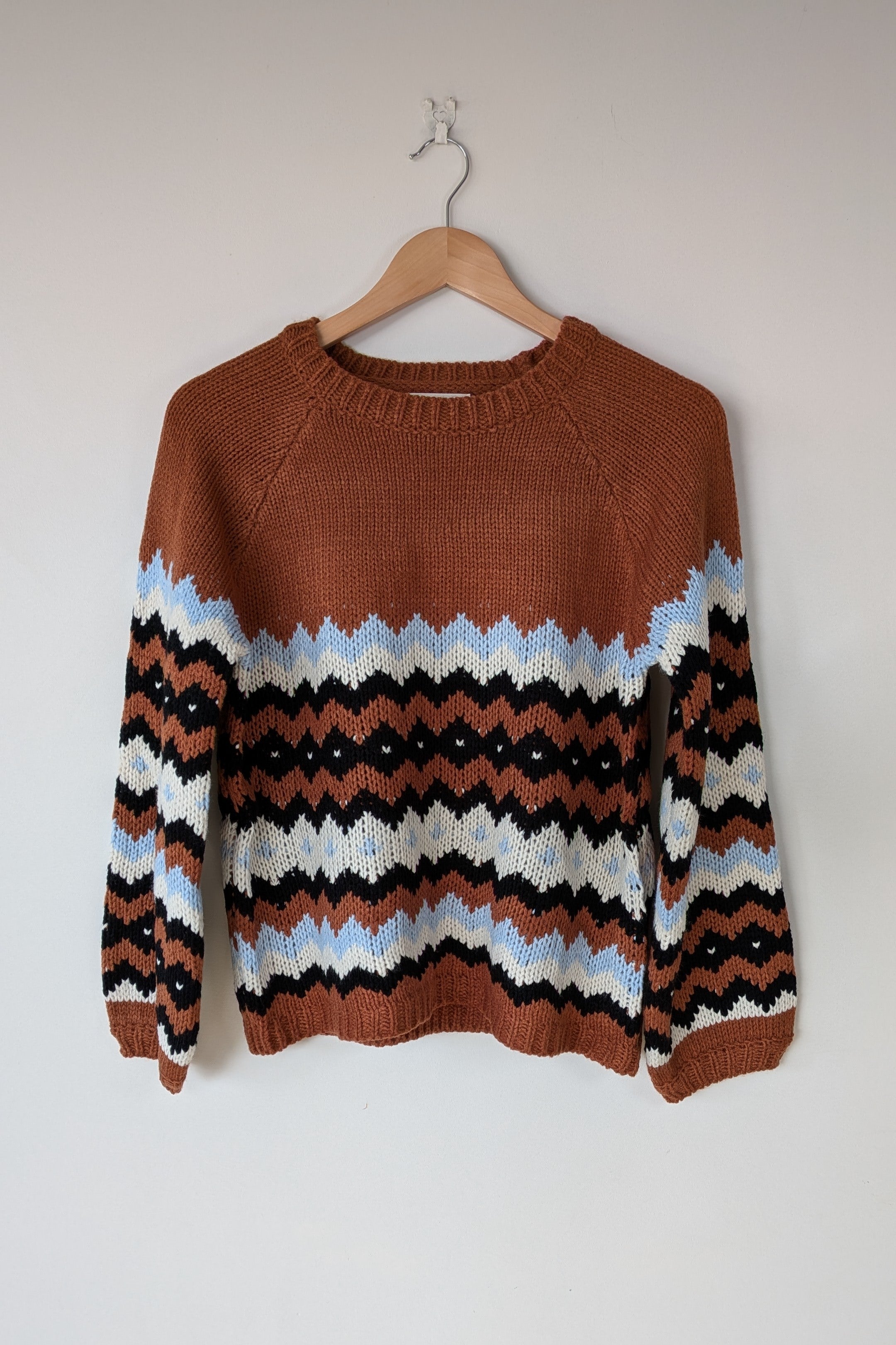 New U Collection Zig Zag Chunky Knit Wool Blend Jumper Size M/L BNWT RRP $69.95